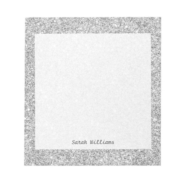 Elegant Silver Glitter Notepad (Front)