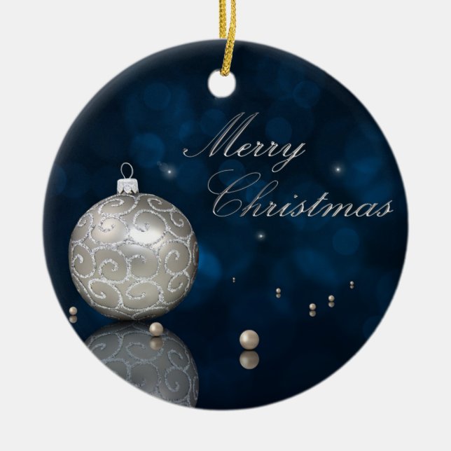 Elegant Silver Glitter Ornament - Ornament (Front)