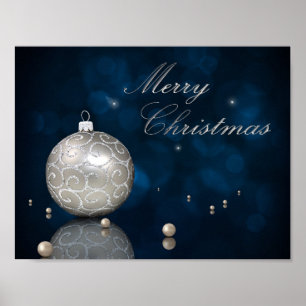 Elegant Silver Glitter Ornament - Poster