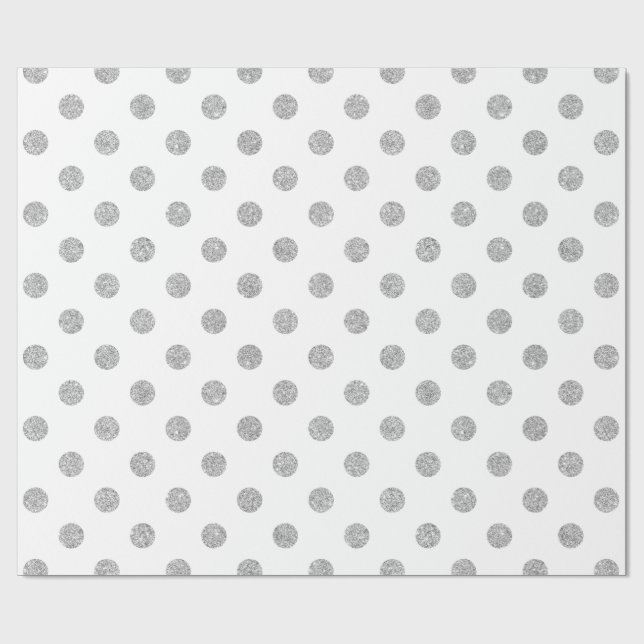 Elegant Silver Glitter Polka Dots Pattern Wrapping Paper (Flat)