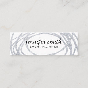 Elegant Silver Glitter Scribble Mini Business Card