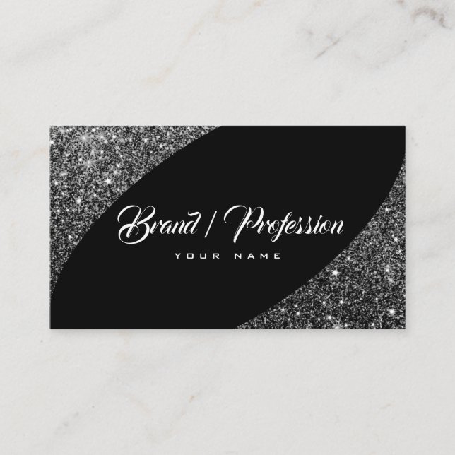Elegant Silver Glitter Spark Eye Catching Fashion Business Card (Front)