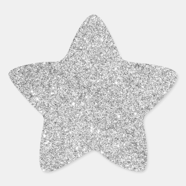 Elegant Silver Glitter Star Sticker (Front)