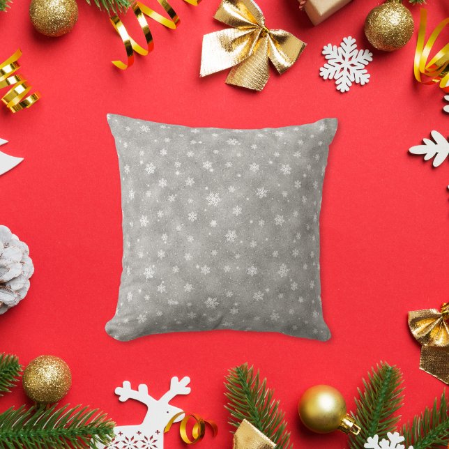 Elegant Silver Glitter Stars Snowflakes Cushion (Creator Uploaded)