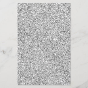 Elegant Silver Glitter Stationery