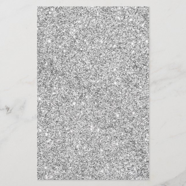 Elegant Silver Glitter Stationery (Front)
