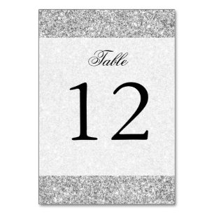Elegant Silver Glitter Table Number