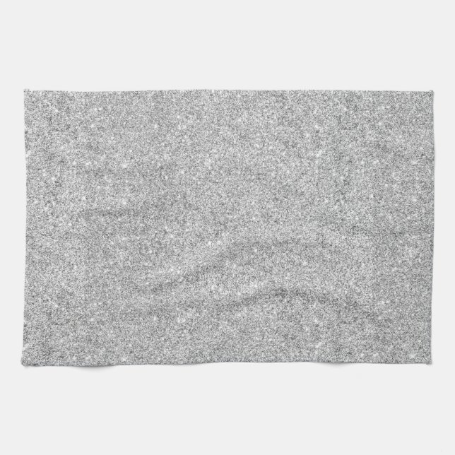 Elegant Silver Glitter Tea Towel (Horizontal)