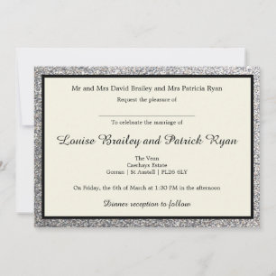 Elegant Silver Glitter Wedding Invitation