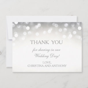 Elegant Silver Glitter Wedding Thank You Note Card