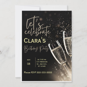 Elegant Silver & Gold Birthday Invitation