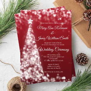 Elegant Silver & Gold Christmas Holiday Wedding Invitation