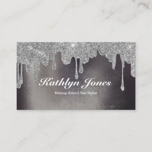 Elegant Silver Gold Dripping Makeup Hair Beauty  Business Card