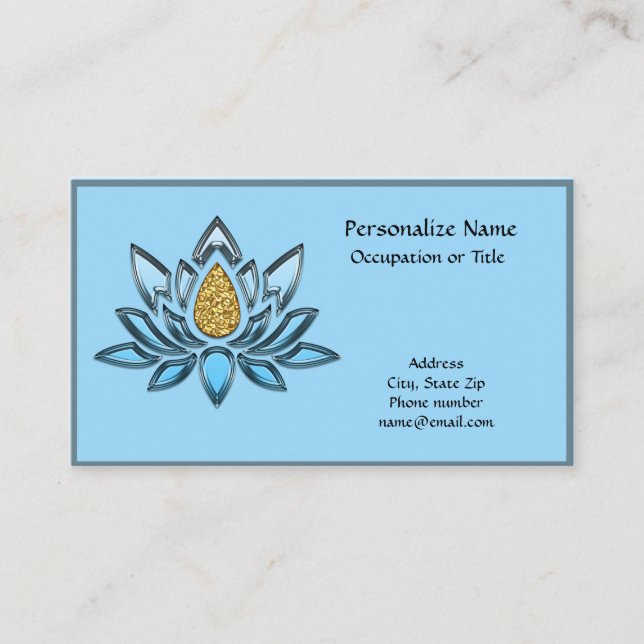 Elegant Silver Gold Lotus Flower Zen Yoga Business Card (Front)
