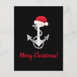 elegant silver gradient ANCHOR + SANTA HAT | Postcard