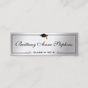 Elegant Silver Graduation Cap Name Card Insert