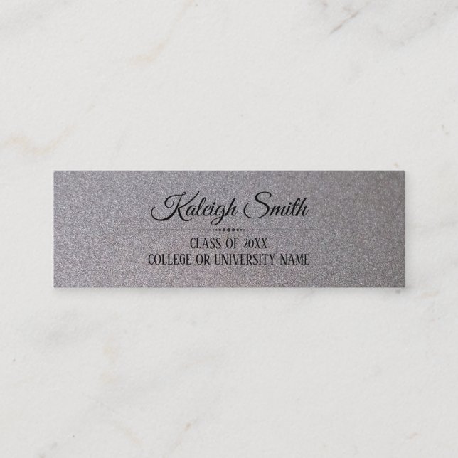 Elegant Silver Graduation Insert Name Card (Front)