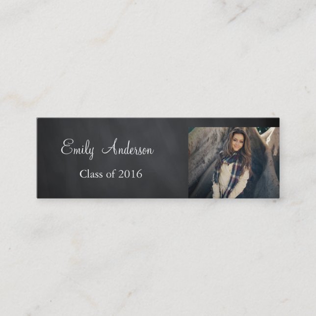 Elegant Silver Graduation Name Card (Front)