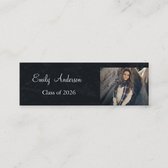 Elegant Silver Graduation Name Card (Front)