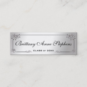 Elegant Silver Graduation Name Card Insert