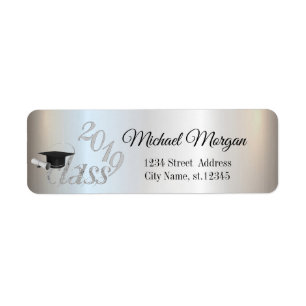 Elegant Silver Graduation Return Address Label