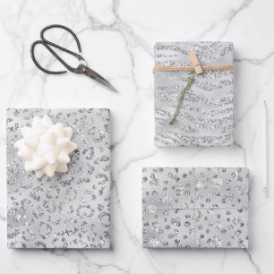 Elegant Silver Gray Animal Print Patterns Wrapping Paper Sheet