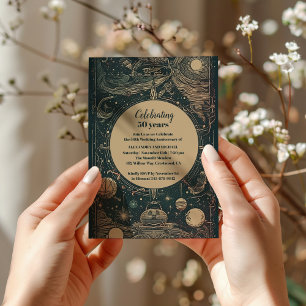 Elegant Silver Green Tarot Wedding Anniversary Invitation