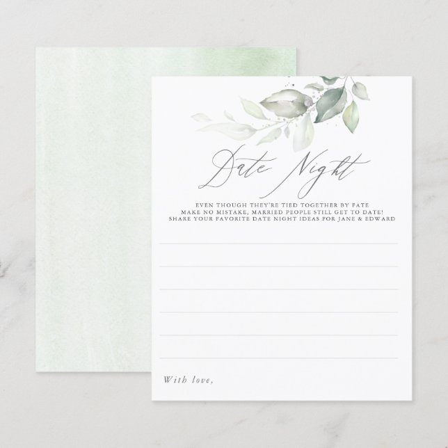Elegant Silver Greenery Leaves Date Night Ideas (Front/Back)