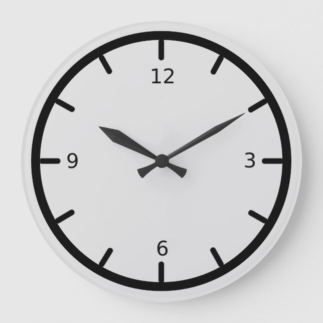 Elegant Silver Grey and Black Large Clock (Front)