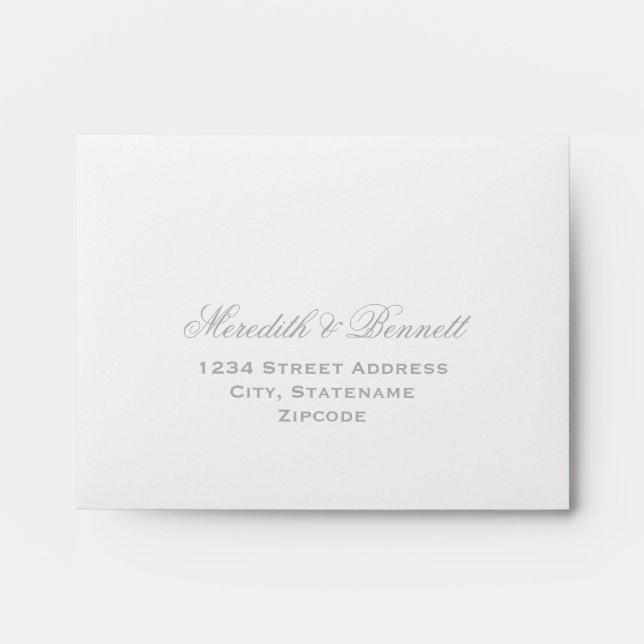 Elegant Silver Grey and White Wedding RSVP Envelopes (Front)