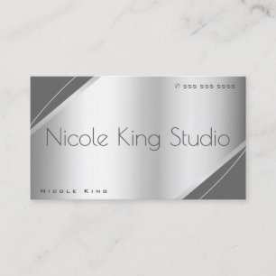 Elegant Silver Grey Black Glam Style Professional Business Card