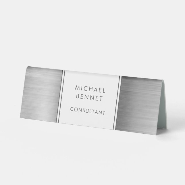 Elegant Silver Grey Brushed Metallic Business (Front)