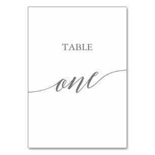 Elegant Silver Grey Calligraphy Table One Table Number
