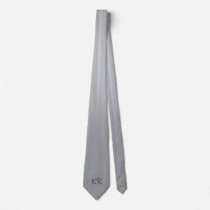 Elegant Silver Grey Classic Monogram Initials Tie