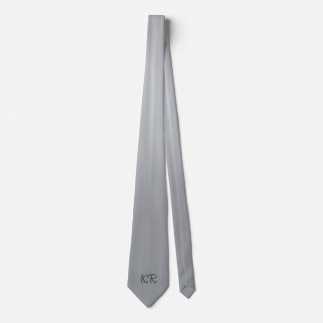 Elegant Silver Grey Classic Monogram Initials Tie (Front)