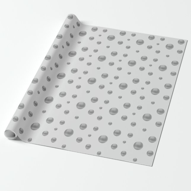 Elegant Silver Grey Confetti on Silver Dust Wrapping Paper (Unrolled)