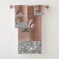 Elegant Silver Grey Glitter Drips Monogrammed
