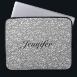 Elegant Silver Grey Glitter & Sparkles 2-Monogram Laptop Sleeve<br><div class="desc">Elegant silver grey glitter and sparkles pattern. Custom and optional monogram. Available on other products and can be requested for any of the products offered at Zazzle.</div>