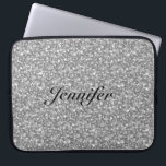 Elegant Silver Grey Glitter & Sparkles 2-Monogram Laptop Sleeve<br><div class="desc">Elegant silver grey glitter and sparkles pattern. Custom and optional monogram. Available on other products and can be requested for any of the products offered at Zazzle.</div>
