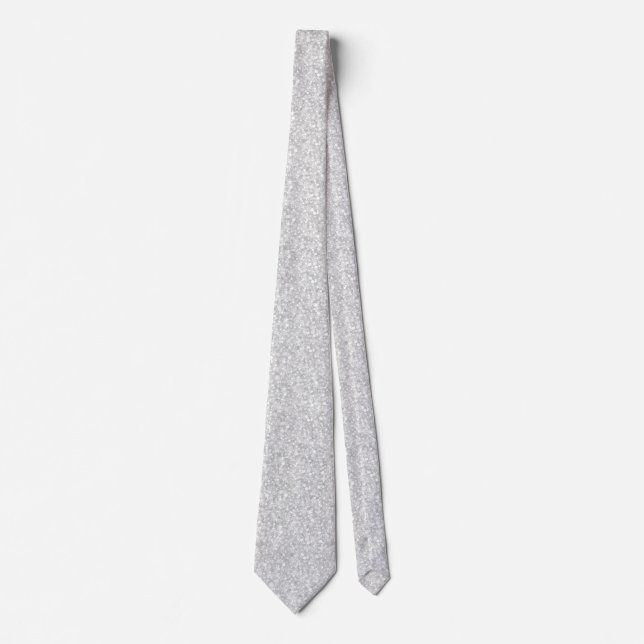 Elegant Silver Grey Glitter & Sparkles Tie (Front)