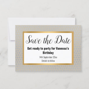 ELEGANT SILVER GREY GOLD SAVE THE DATE RSVP CARD