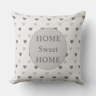 Elegant silver & grey heart pattern cushion