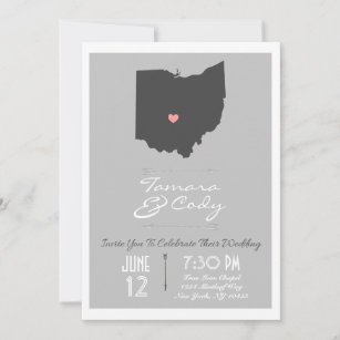 Elegant Silver Grey Ohio State Wedding Invitation