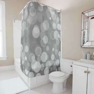 ELEGANT SILVER GREY PATTERNED SHOWER CURTAIN