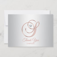 Elegant Silver Grey Rose Gold Thank You | S