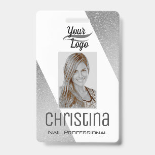 Elegant Silver Grey Triangle Modern Stylish Chic ID Badge