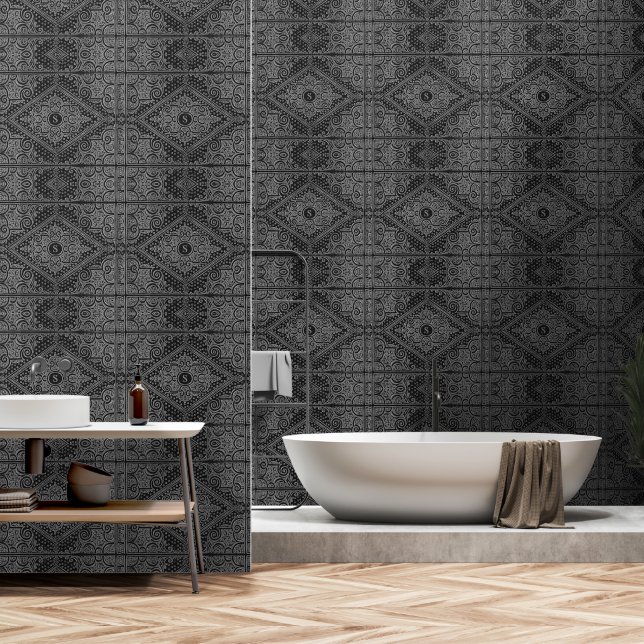 Elegant Silver-Grey w/out your Initial Wallpaper (Bathroom)