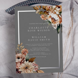 Elegant Silver Grey Watercolor Flowers Wedding