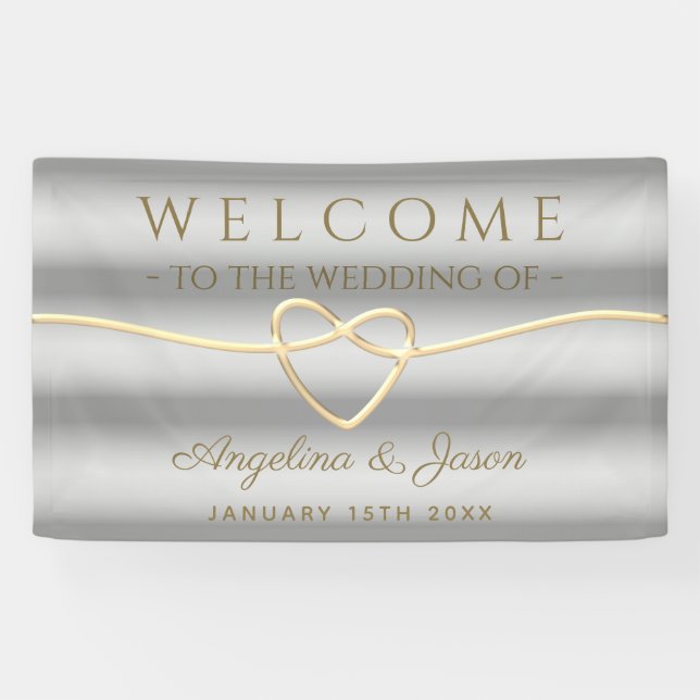 Elegant Silver Grey Welcome Wedding Banner (Horizontal)