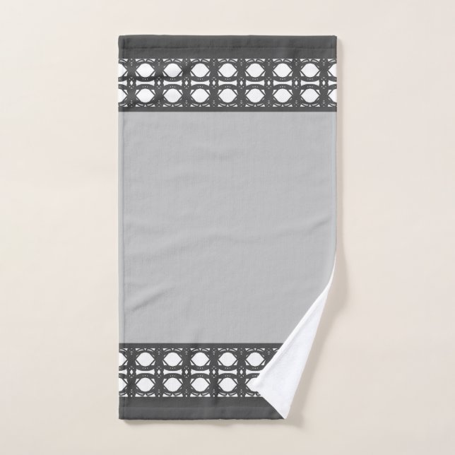 Elegant Silver Grey & White Bath Towel Set (Hand Towel)
